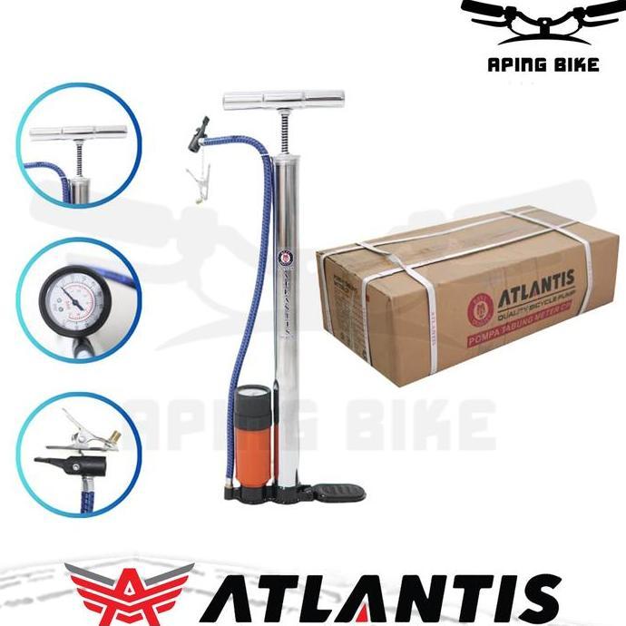Pompa Ban Sepeda Atlantis 2 Cop + Meter Pompa Ban Sepeda Motor