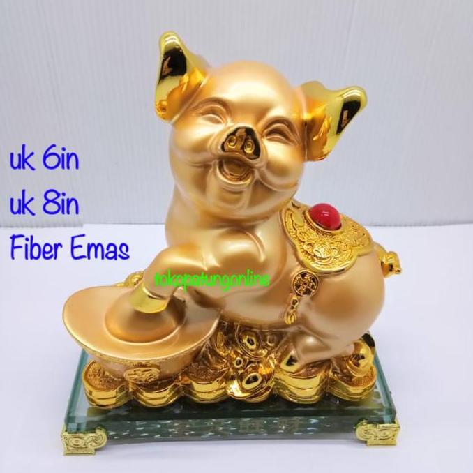 Patung Babi Shio Emas uk 6in