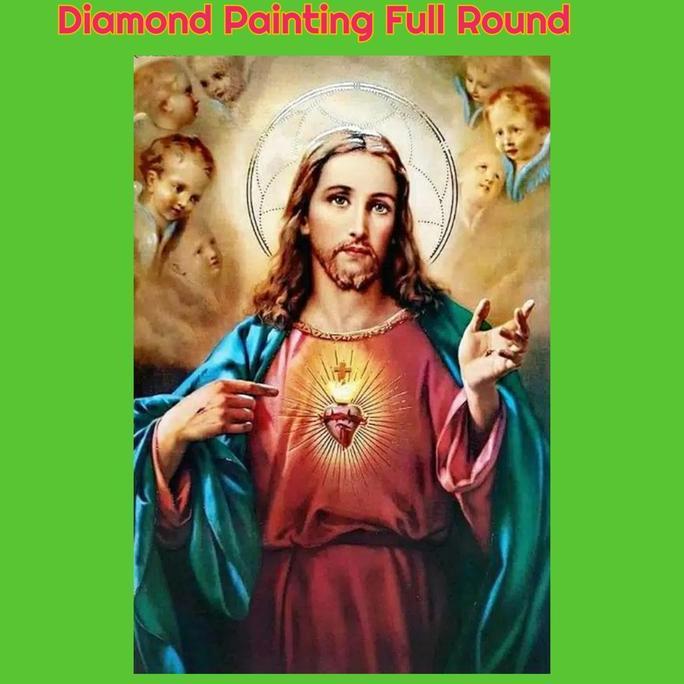 DIY DIAMOND PAINTING FULL ROUND - YESUS & ANGEL