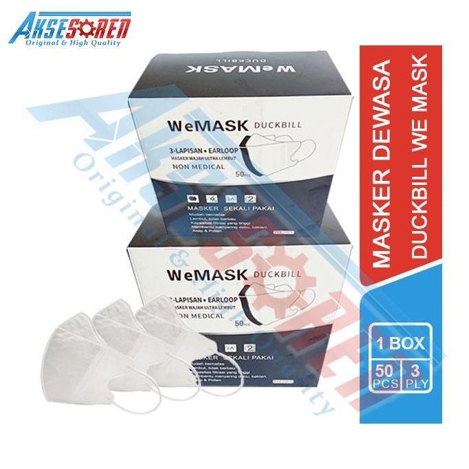 Masker Duckbill We Mask [1 Box / 50 Pcs / 3 Ply] / Masker Wajah / Dewasa / Masker Mulut / Masker Duc