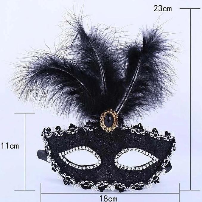 1pc Topeng Setengah Wajah Topeng renda pesta topeng, topeng bulu Halloween