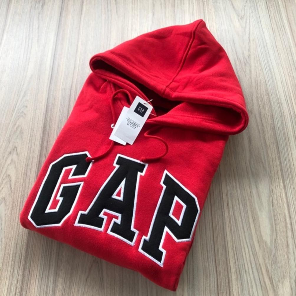PREMIUM Jaket Gap - Hoodie Gap Merah Teks Bordir Pria Wanita tebal Premium size M sampai XXL - Sweat
