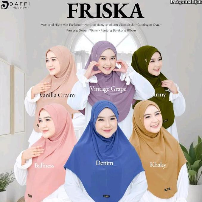 Daffi Kerudung Daffi FRISKA Jilbab Masa Kini Model Terbaru Hijab Instan dengan Aksen Visor Style Mat