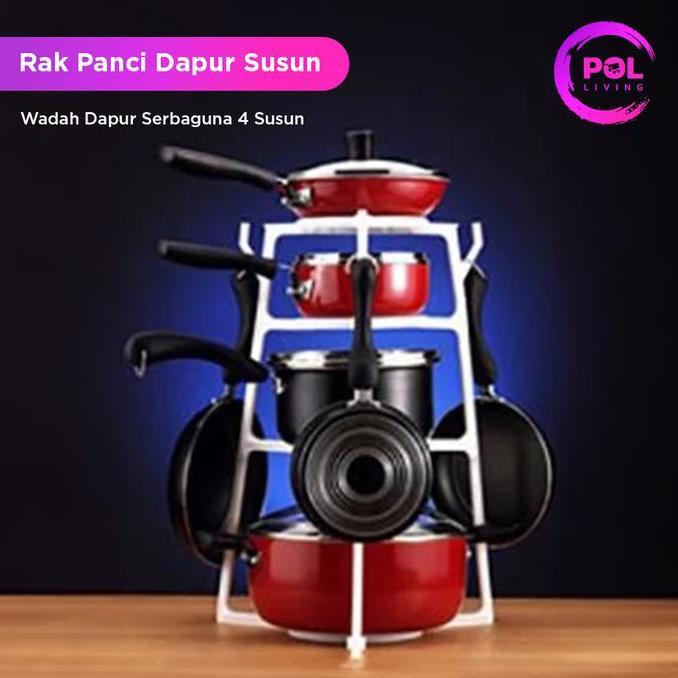[POL] Rak Panci 4 Susun Plastik | Cookware Holder Cookware Organizer | Rak Dapur