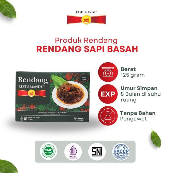 [] Rendang Kemasan Restu Mande Sapi Basah 125gr