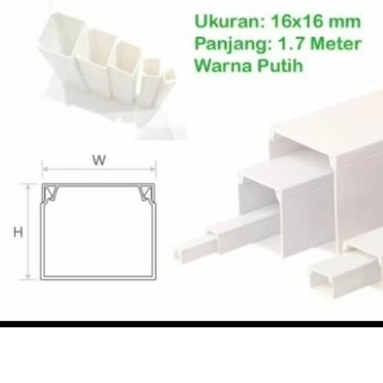5 Batang KabelDucting16X16 Atau 10X10Psd PutihPanjang 1,7 Meter Tidak Berlubang Pelindung Kabel Deko