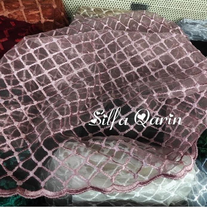 Kain Tile Kotak Bordir _ Bahan Tile Kotak Bordir (harga per 0,5 meter)