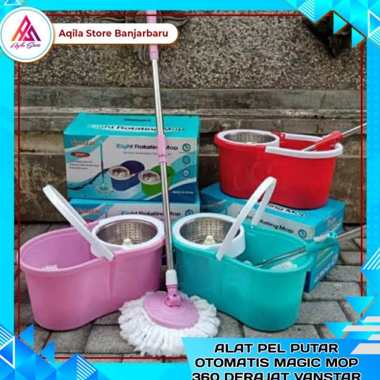NEW Pel Mop Putar Otomatis Vanstar / Alat Pel Putar Otomatis Magic Mop Stainless 360 Ha [terbaik][te