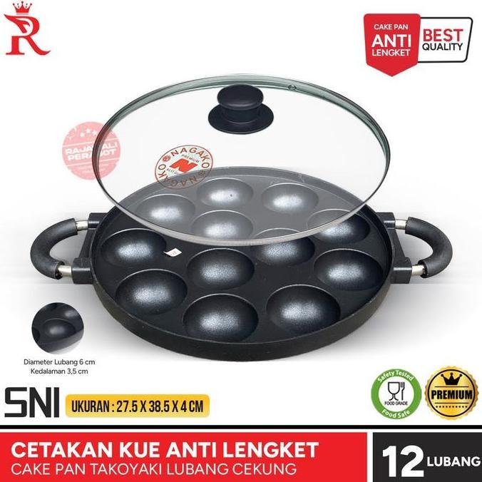 Dbwahyutoko - Cetakan Kue Takoyaki 12 Lubang Cekung Wajan Pancake 12 Lubang