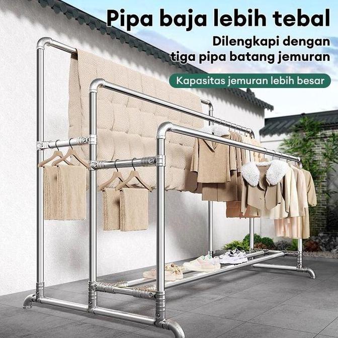 Jemuran Baju Stainless Jumbo Gantungan Baju Stainless Tebal Jemuran Besar Jemuran Baju Aluminium
