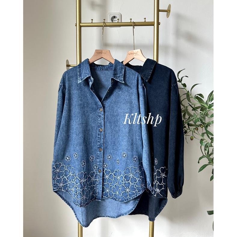 murah jeha blouse jeans // kemeja jeans // atasan jeans // kemeja kerja rak 4 k1519