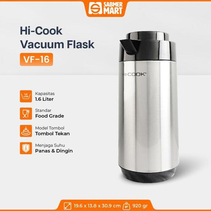 NEW Termos Air Panas / Termos Pencet Mini Stainless Steel 1,6 L / Termos Vakum Hi-Cook VF-16