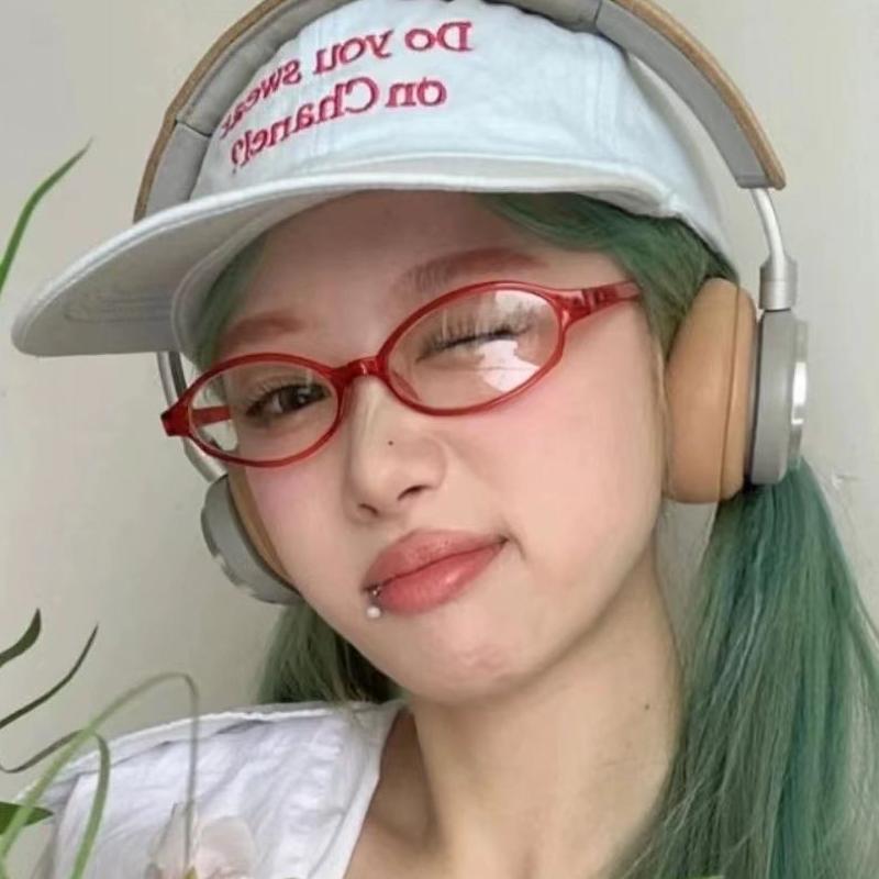 PREMIUM KACAMATA RETRO WANITA /BINGKAI OVAL KACAMATA MODEL KOREA UNTUK UNISEX