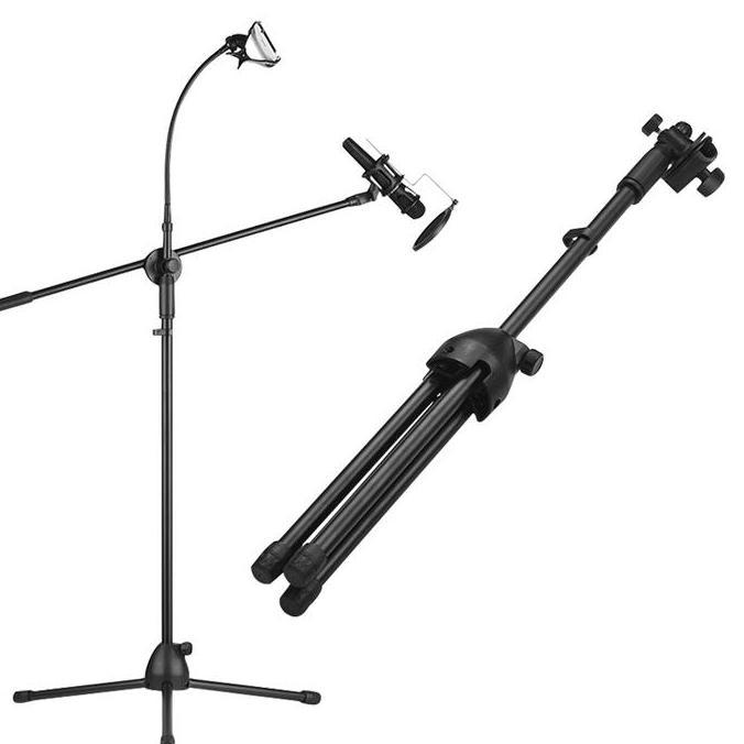 Msu- Stand Microphone Degree Stand Mic Lantai Berdiri Microphone Dengan Holder Tripod Mic Condenser 