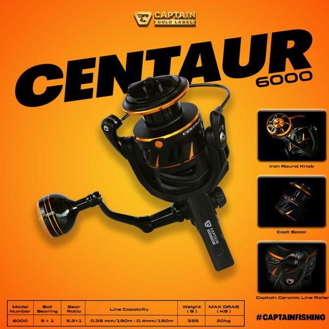 NEW Reel Pancing, Reel Captain CENTAUR G0LD Label X Teben 2000 3000 4000 6000, Max Drag 12, 14, 18, 