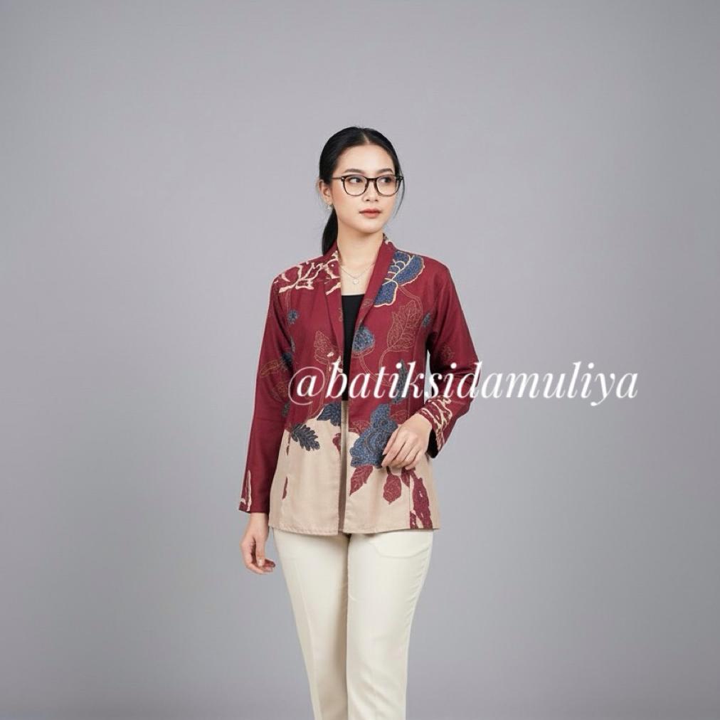 hemat blazer batik wanita atasan batik blouse jaz outer kantor premium eksklusif by batik sidamuliya