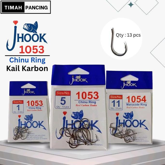 J-HOOK Kail Pancing 1053 Chinu Ring Kail Karbon Tajam Kuat Anti Karat untuk Mancing di Laut Sungai K