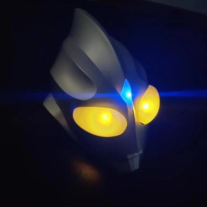 MONTMERY Topeng Helm Ultraman Tiga Mainan Topeng Ultraman Tiga Tactile Switch Untuk Cosplay