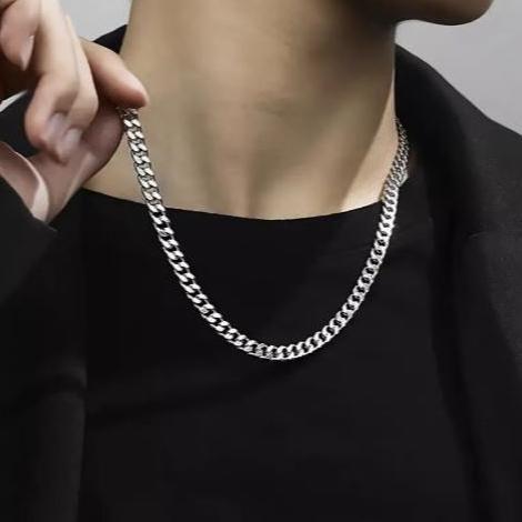 CUCI GUDANG KALUNG RANTAI SISIK KOTAK TITANIUM PRIA PANJANG 50 CM TERBARU/KALUNG PRIA/KALUNG RANTAI 