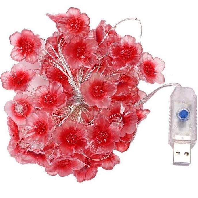 BOWATA Lampu Dekorasi Kamar Tidur Berwarna Pink / Lampu Sakura USB  /Lampu Dekorasi Kamar Tidur Berw