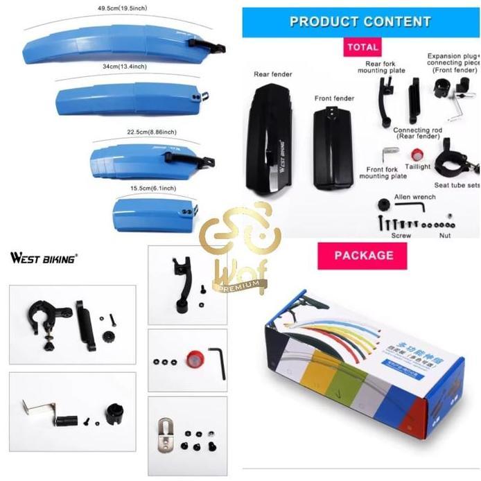 WEST BIKING 015 Fender Telescopik Spakbor Lipat Sepeda MudGuard 714015