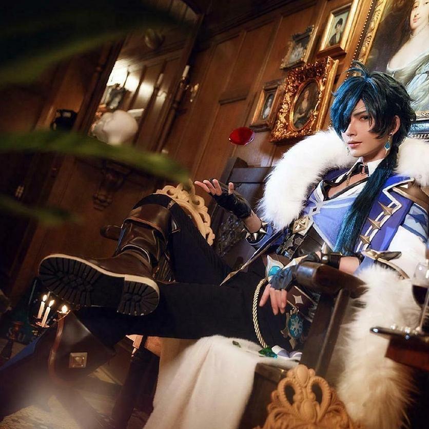Wig Kaeya Cosplay Genshin Impact 80cm Rambut Biru Panjang Dewasa/Anak-Anak Dapat Menggunakannya Wig 