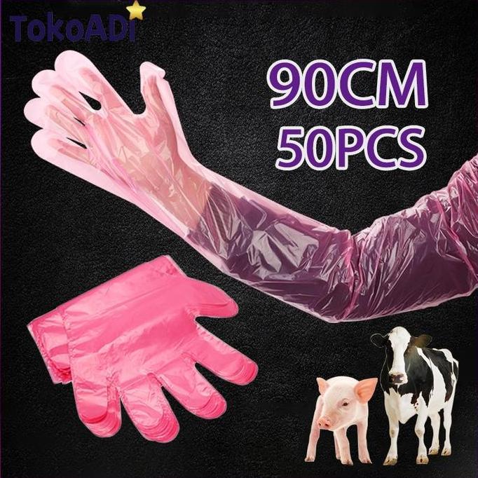 MONTMERY 50Lembar Glove IB 5 Jari Bravo Sarung Tangan Inseminasi Buatan (IB) Plastik Tangan Glove IB