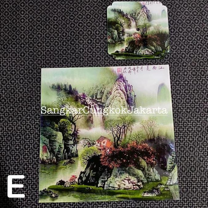 Alas sangkar Nanjing Motif Bahan Akrilik 20x20cm Ori Cungkok