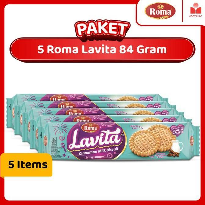 Paket 5 Biskuit Roma Lavita 84 Gram