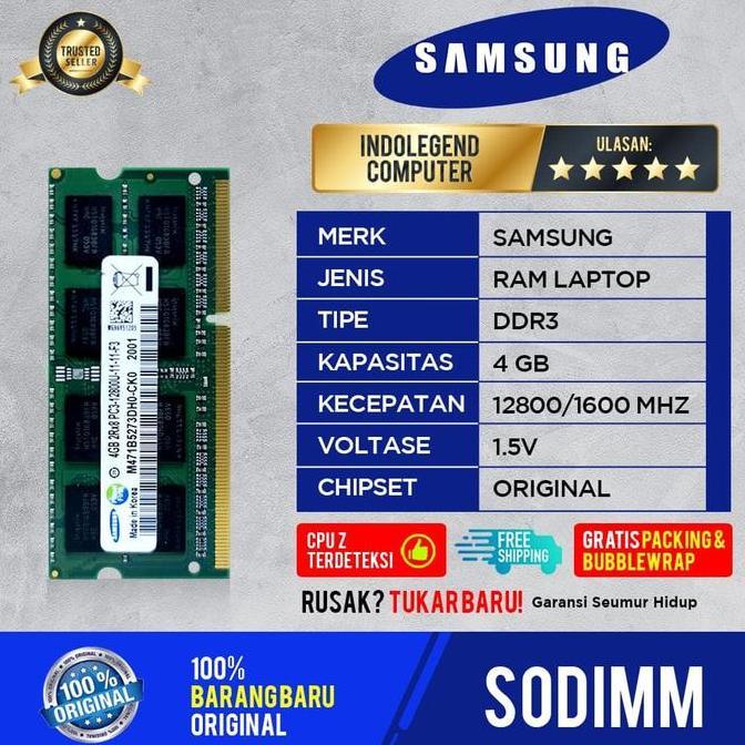 RAM SAMSUNG SODIMM DDR3 4GB PC12800 1.5VOL