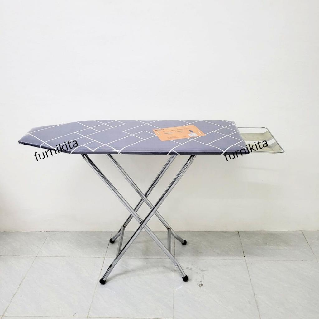 Meja Setrika Meja Gosok Lipat Kaki Besi Chrome Stainless