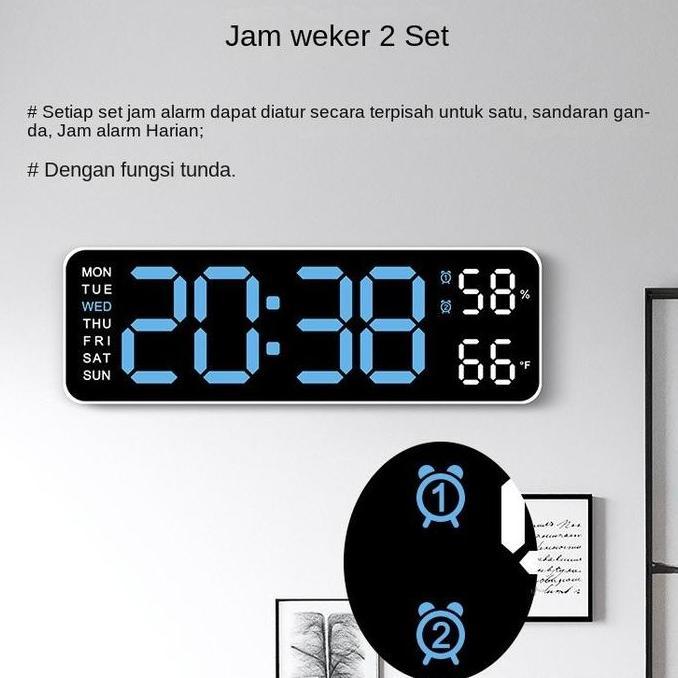 cv.lamsiah- Jam Digital Sederhana Multifungsi Jam Dinding atau Meja Bentuk Persegi Panjang dengan Ta