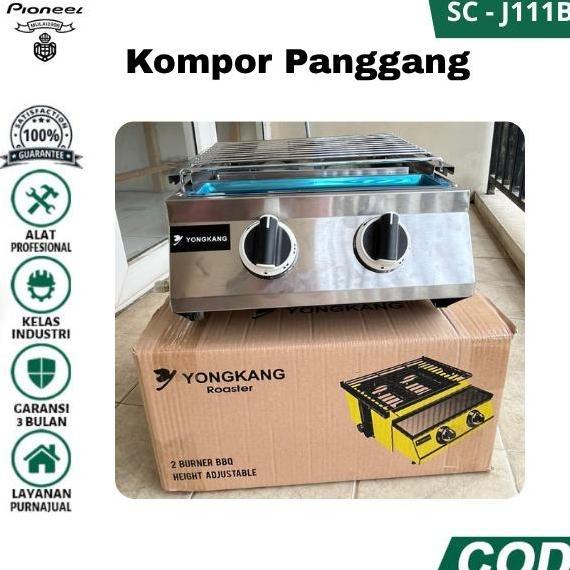 Yongkang Kompor Panggangan Sosis 2 Tungku/BBQ Grill Gas alat pemanggang daging stainless BISA COD IS