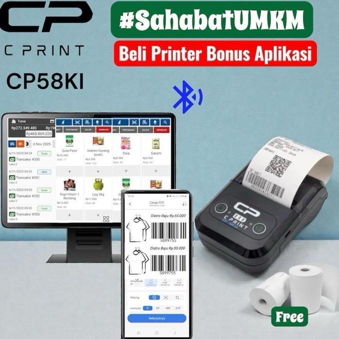 5GAGAMISANY - [ BISA COD ] MOBILE PRINTER BLUETOOTH THERMAL RECEIPT PPOB/KASIR 58MM CPRINT CP-58KI -