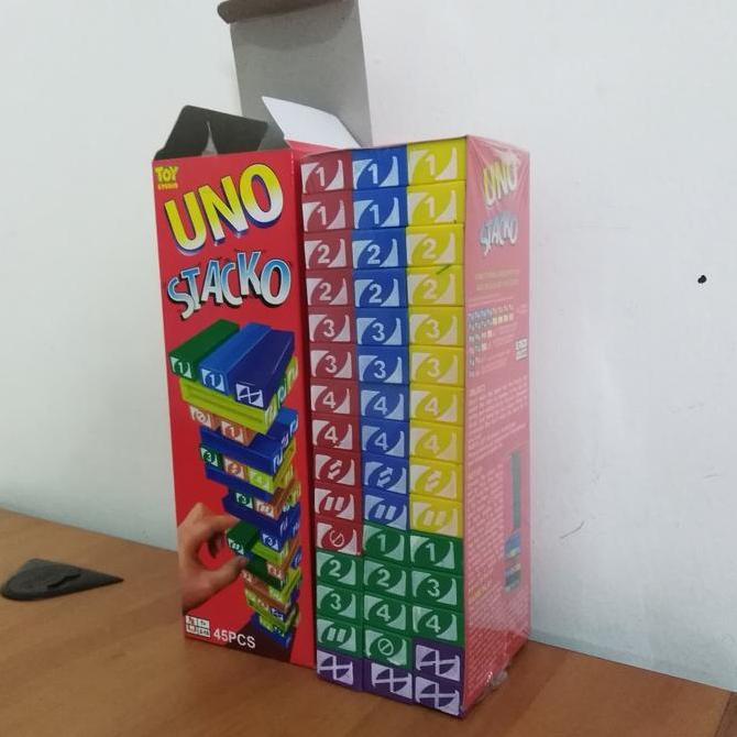 Promo Board Game Uno Stacko Plastik / Permainan Balok Susun Edukasi 45Pcs Cod