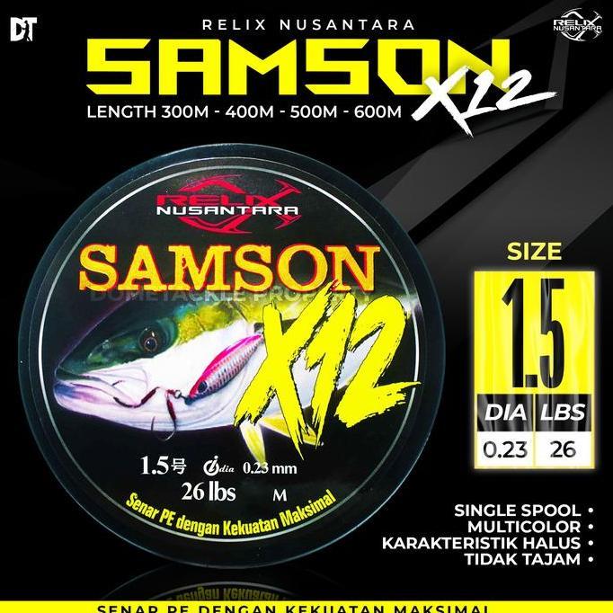 Relix Nusantara Samson X12 300 400 500 600 Meter Senar Pancing Benang PE 1 1.5 2 3 4 5 6 7 8 Rainbow