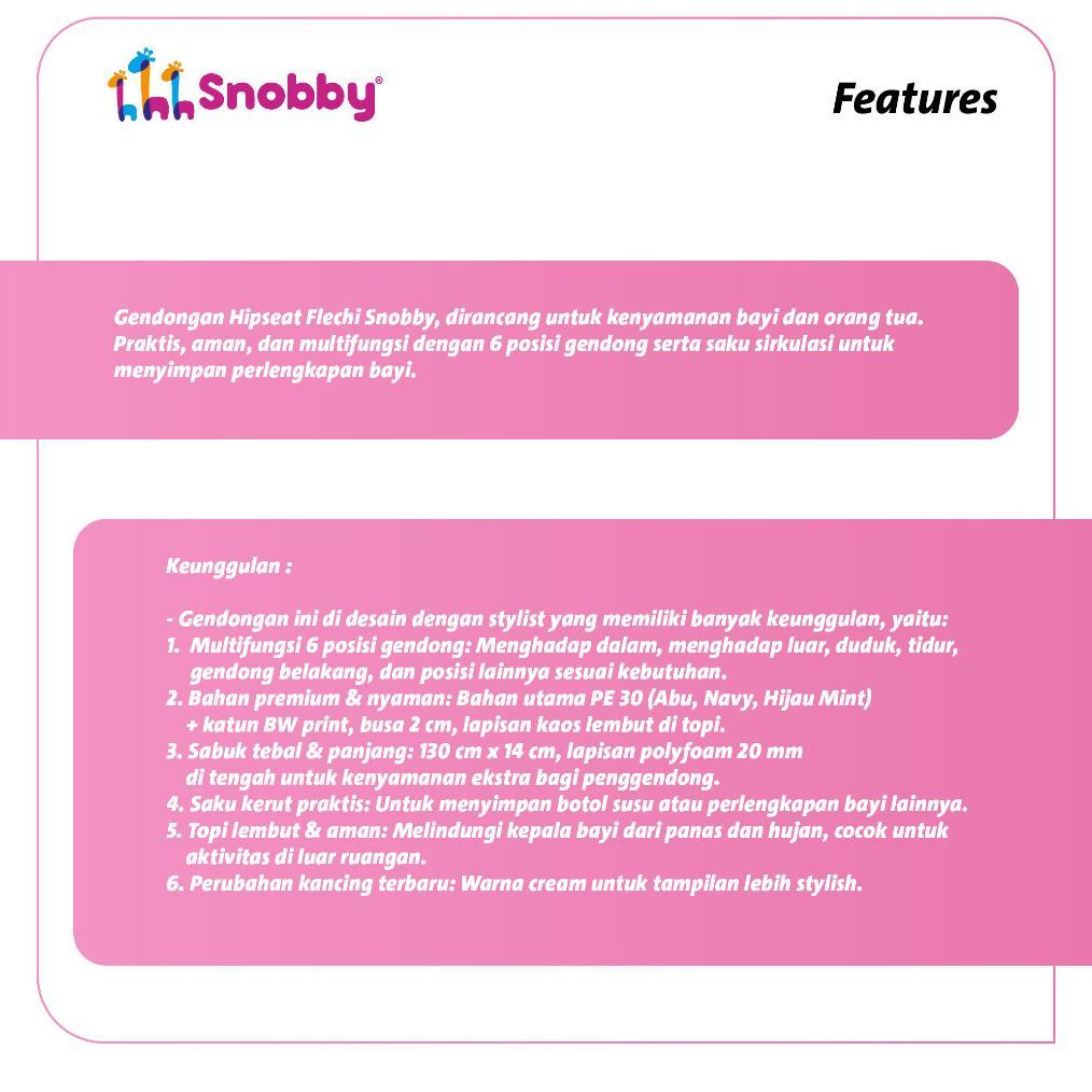 BESTPROMO SNOBBY GENDONGAN BAYI HIPSEAT 6 POSISI + SAKU SIRKULASI FLECHI