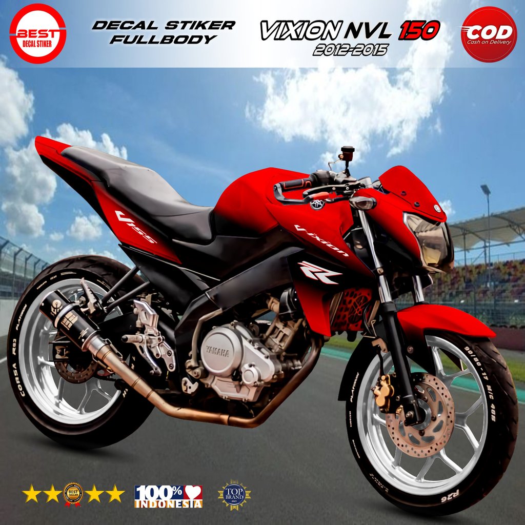 Decal Vixion New Full Body Decal Vixion NVL Full Body Stiker Vixion NVL Full Body Merah Hitam Racing