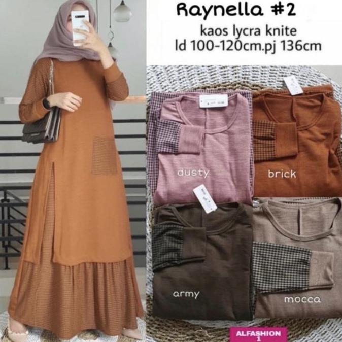 Khza- Gamis Rajut Kombinasi Kotak 0140 / Gamis / Baju / Gamis Muslim / Pakaian Kekinian / Baju Impor