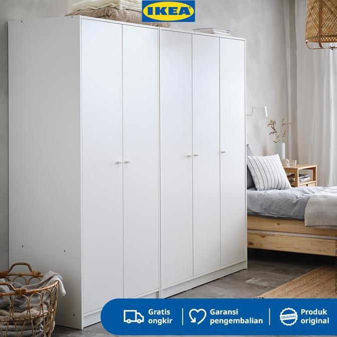 Terlaris Ikea Kleppstad Lemari Pakaian 3 Pintu Putih 117X176 Cm