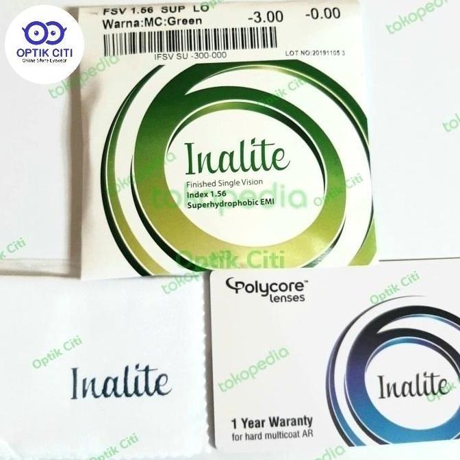LENSA KACAMATA MINUS POLYCORE INALITE FSV 1.56 SUPERHYDROPHOBIC