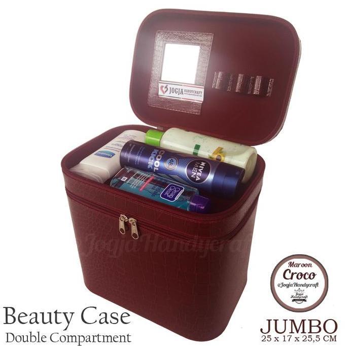 EXCLUSIVE JUMBO SIZE TAS TEMPAT KOSMETIK MAROON CROCO / BEAUTYCASE