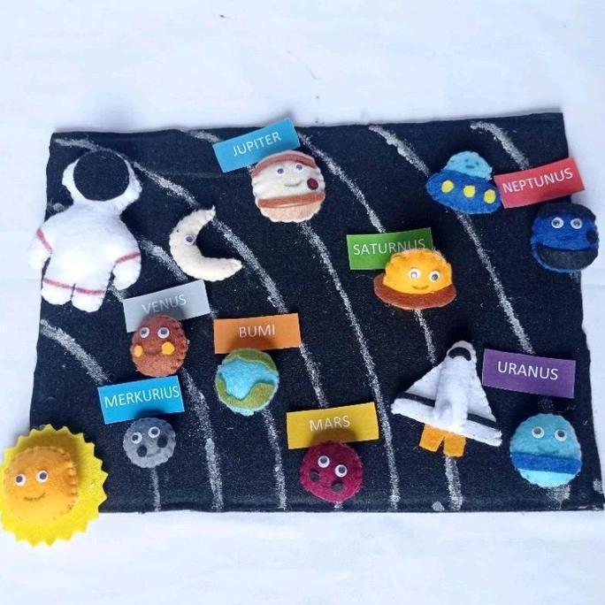 (Velcro) Mainan Edukasi Tata Surya Planet Flanel Perekat Velcro. Education Toy Solar System