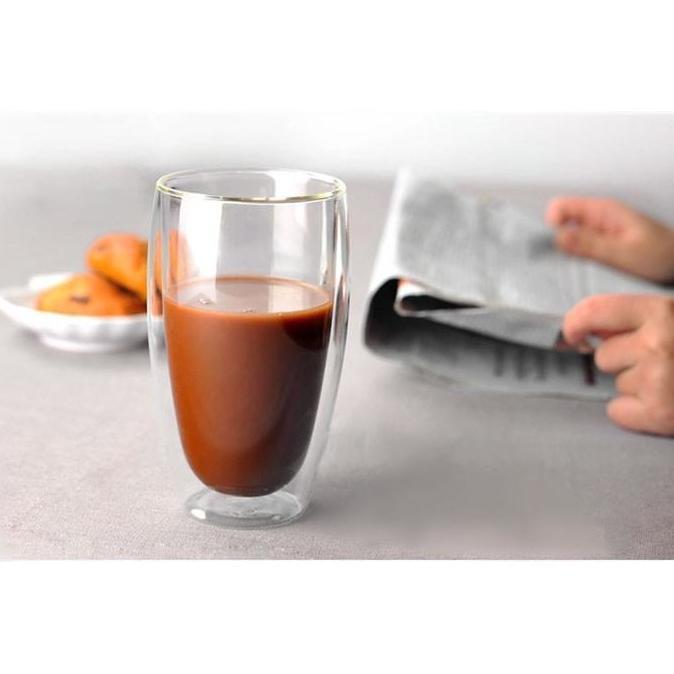 Gelas Kaca Double Wall / Gelas Kopi Double Layer / Gelas Cafe Resto Karakter Unik Aesthetic Terlaris