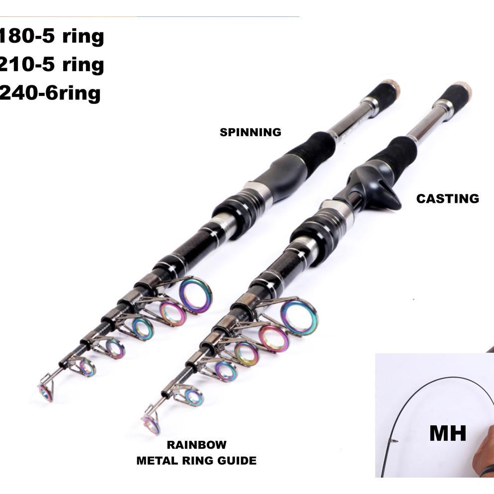 Casting spinning Joran pancing Ultralight UL Pendek mini Ring Rainbow Telescopic rod mini