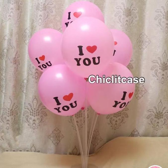 Balon latex I love you 1 pak isi 100 pcs 12 inch