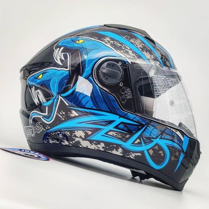 Promo Zeus Zs811 Z811 Cobra Snake Al48 Black/Blue Full Face
