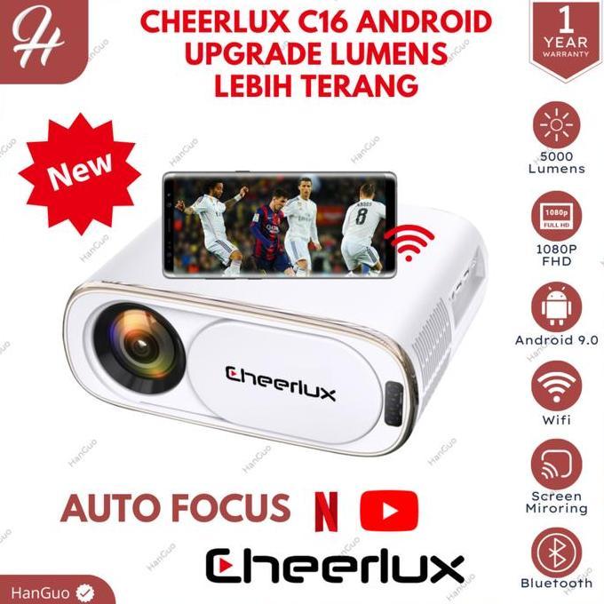 Proyektor LED Cheerlux C16 1080p FHD, 3500 ANSI Lumens, Putih