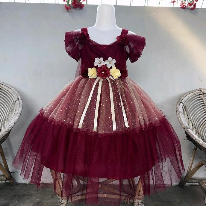 Dress Pesta Tutu Megar Mutiara Anak Perempuan 1 - 10th Dress Kekinian / Dress Mewah / Dress Fashion 