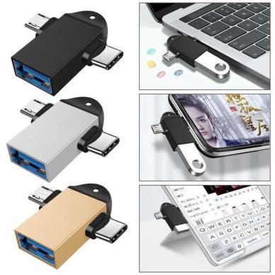 OTG Adapter 2 IN 1 Type C & Micro USB to USB 3.0 Lanyard Design Original